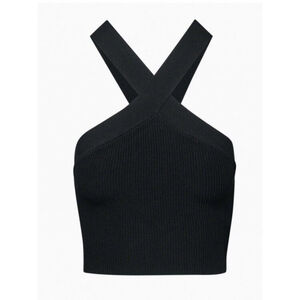 Aritzia Babaton Sculpt Knit Criss Cross Cropped Tank Top in Black SMALL